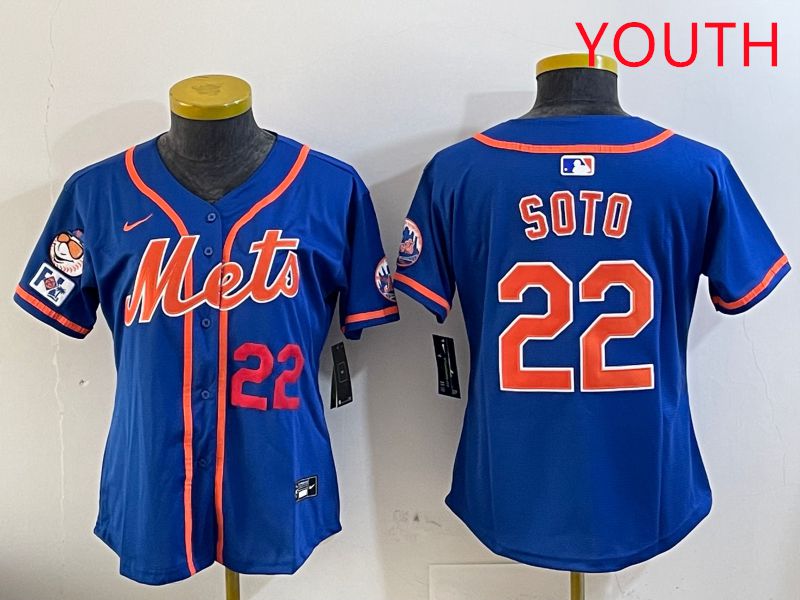 Youth New York Mets #22 Soto Blue Game Fashion 2025 Nike MLB Jersey style 4->youth mlb jersey->Youth Jersey